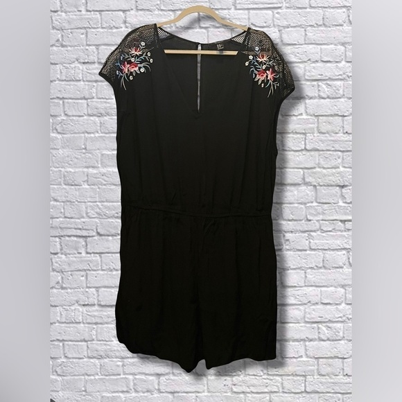 Forever 21+ Black Romper with Floral Detail - Picture 1 of 4